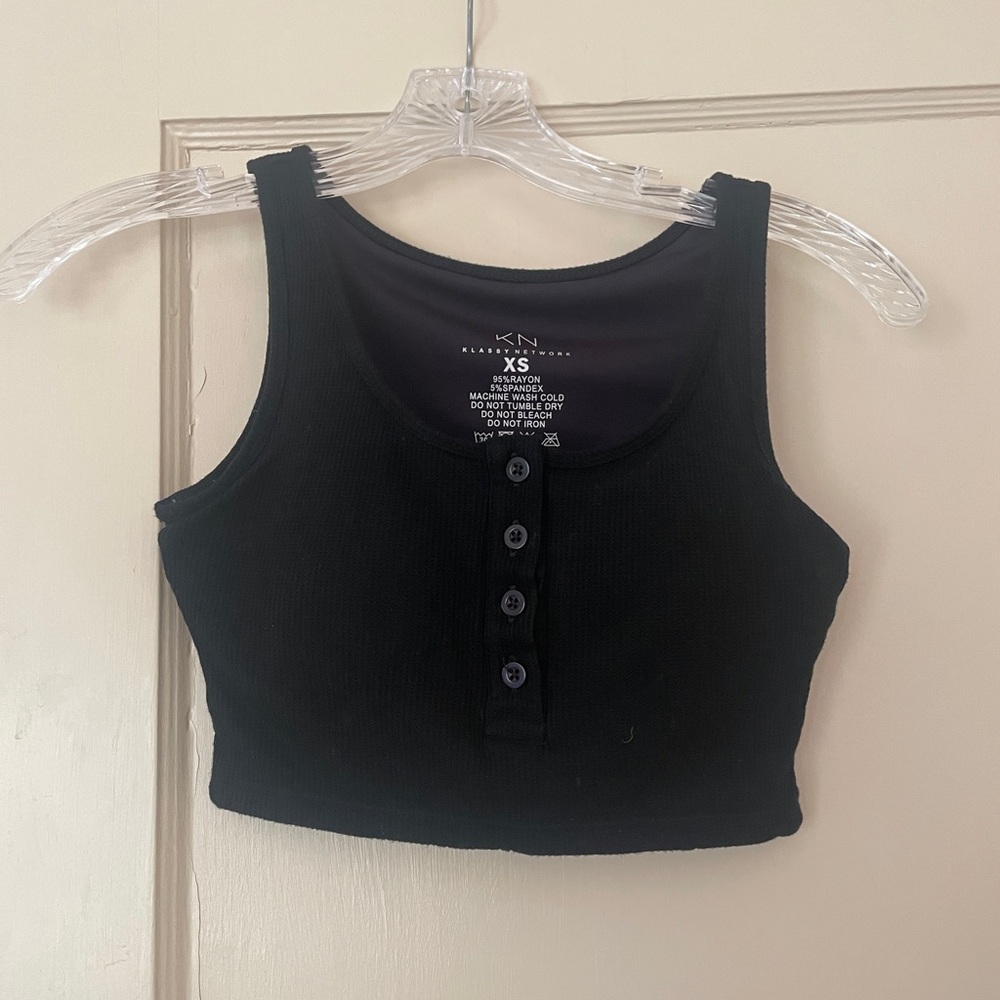 Klassy Network Black Buttoned Tank Top